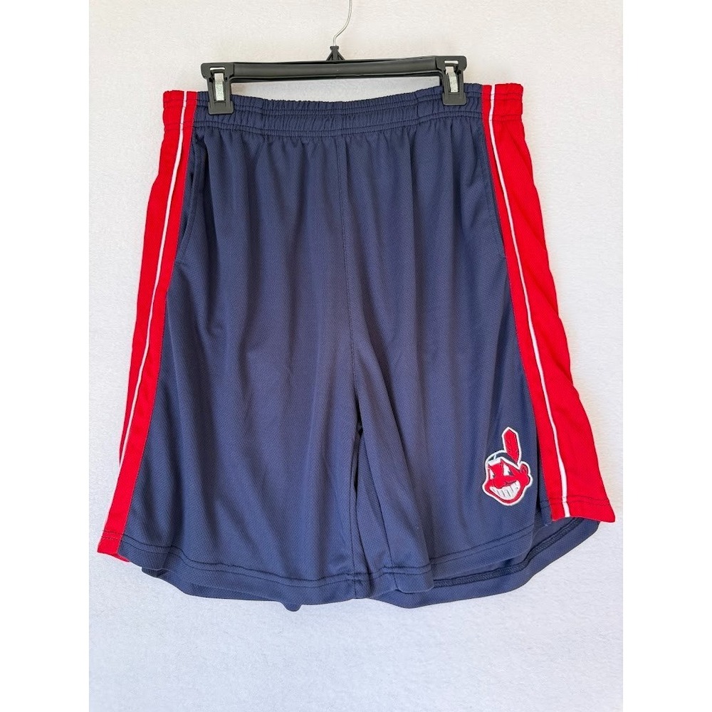 Cleveland Indians Chief Wahoo Shorts Men 1X Blue Mesh Baseball Drawstring Sports